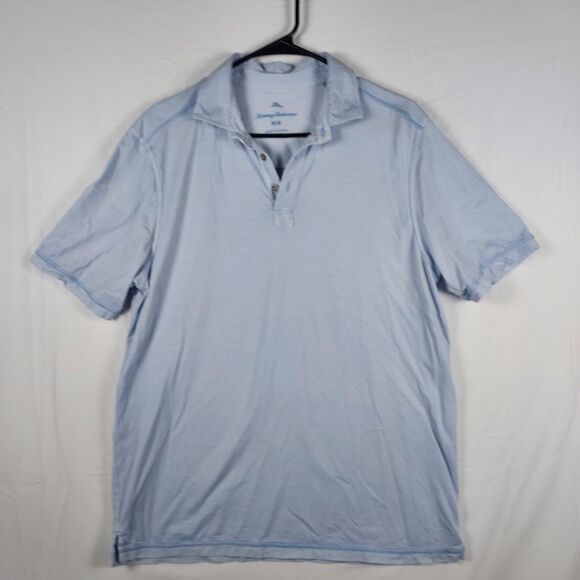 Tommy Bahama Polo Shirt Men's M Blue Cotton Tencel Short Sleeve - Picture 1 of 10